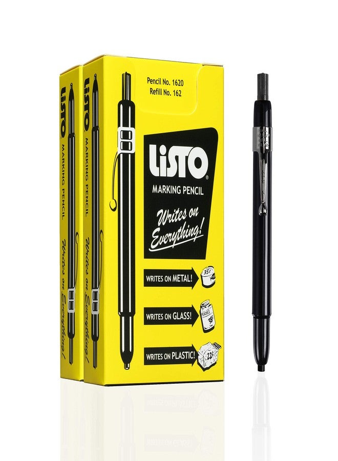 Listo 1620 - Box of 12 - BLACK COLOR - China Markers/Grease Pencils/China Marking Wax Pencils - Made in USA (24) - Image 1